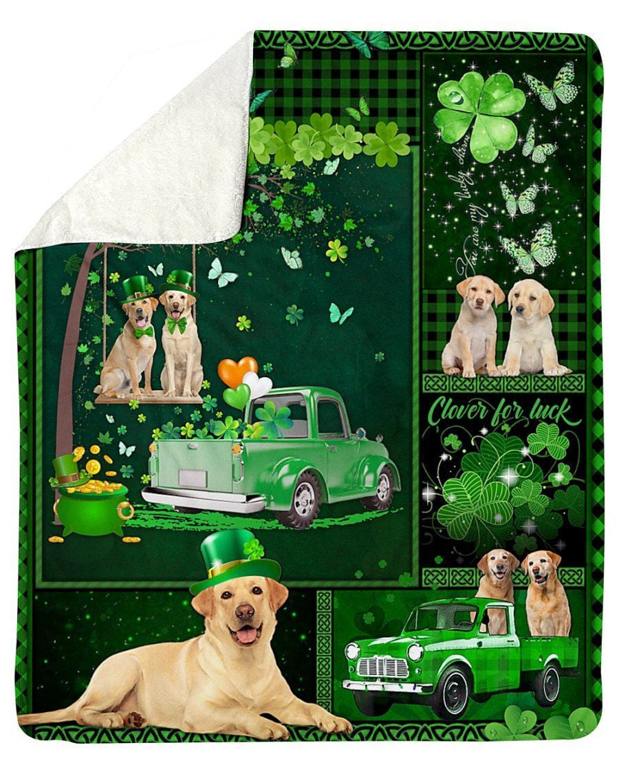 Yellow Labrador Truck Irish St. Patrick's Day Fleece Blanket