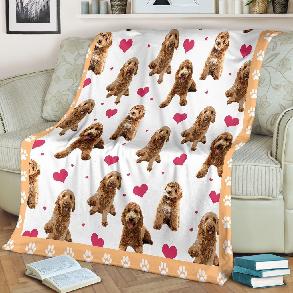 Cute Dogs Gift For Golden Doodle Dog Lovers Fleece Blanket