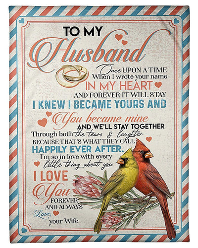 Cardinal Message To My Husband Anniversary Gift Fleece Blanket
