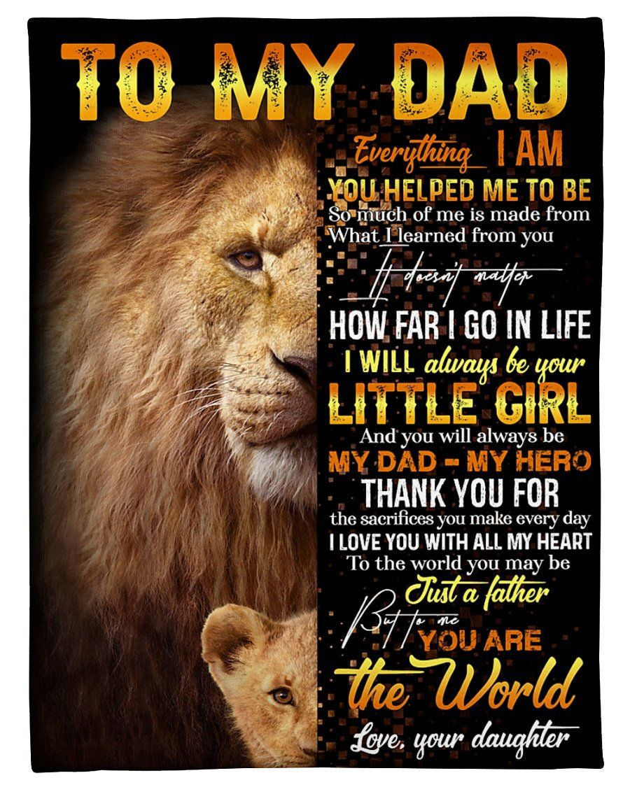 Fleece Blanket Gift For Dad To Me You Are The World Fleece Blanket