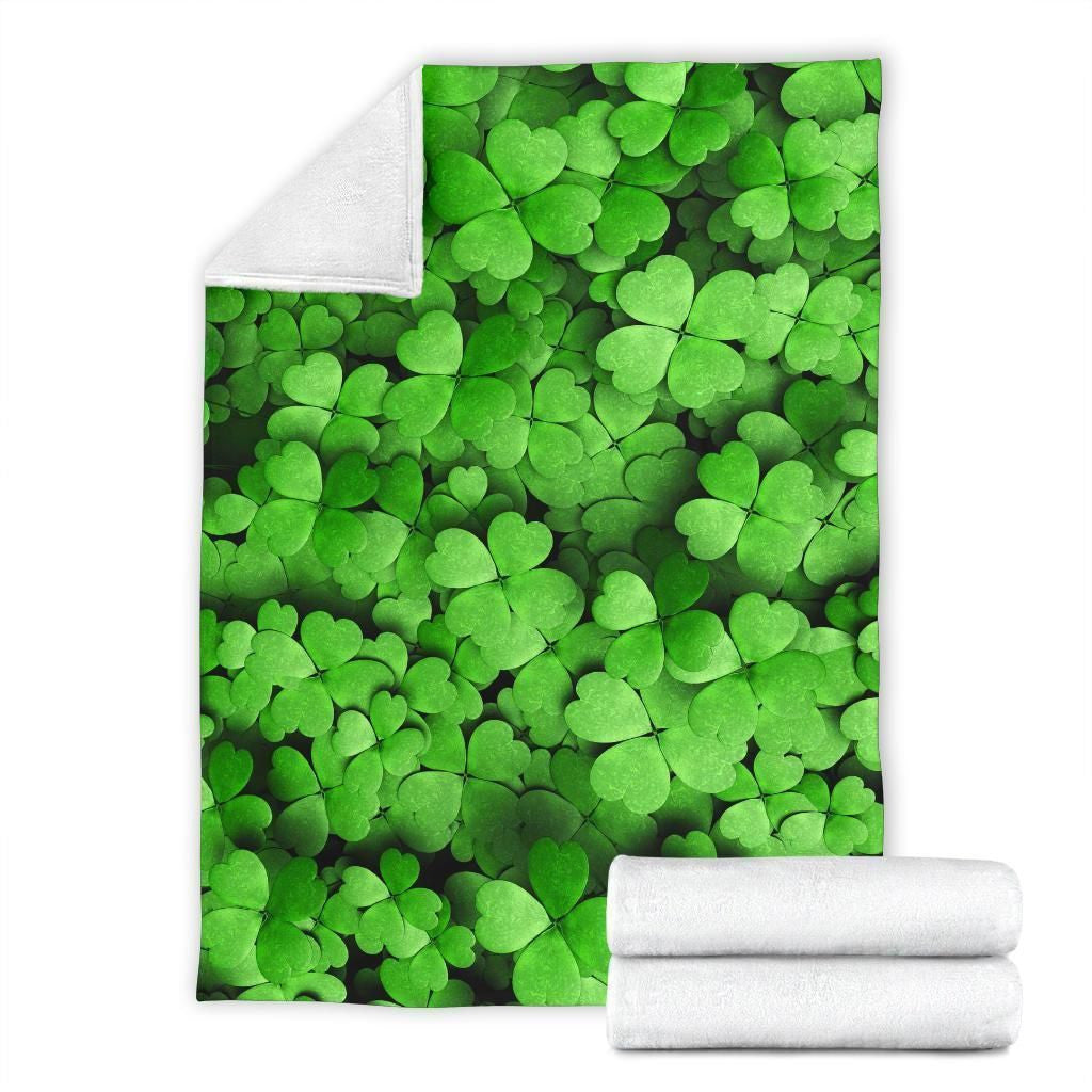 Funny Gift For St Patrick's Day Clover Leaves Fleece Blanket