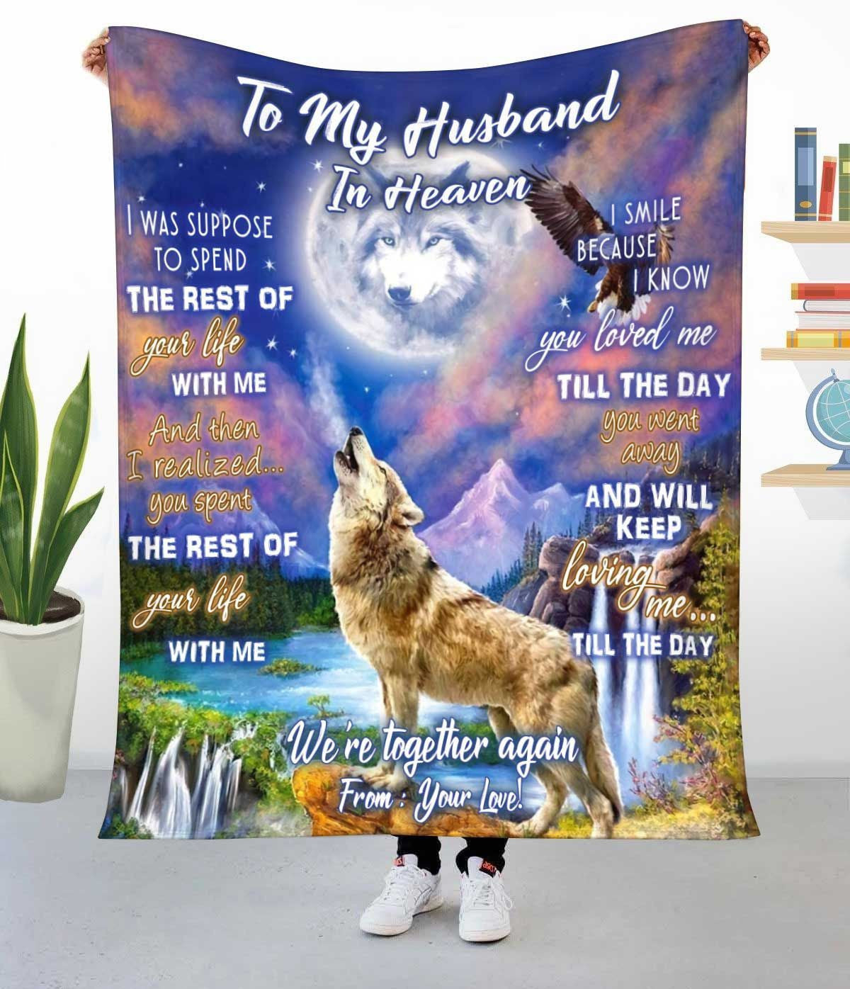 Howling Wolf Gift For Angel Husband You Loved Me Fleece Blanket