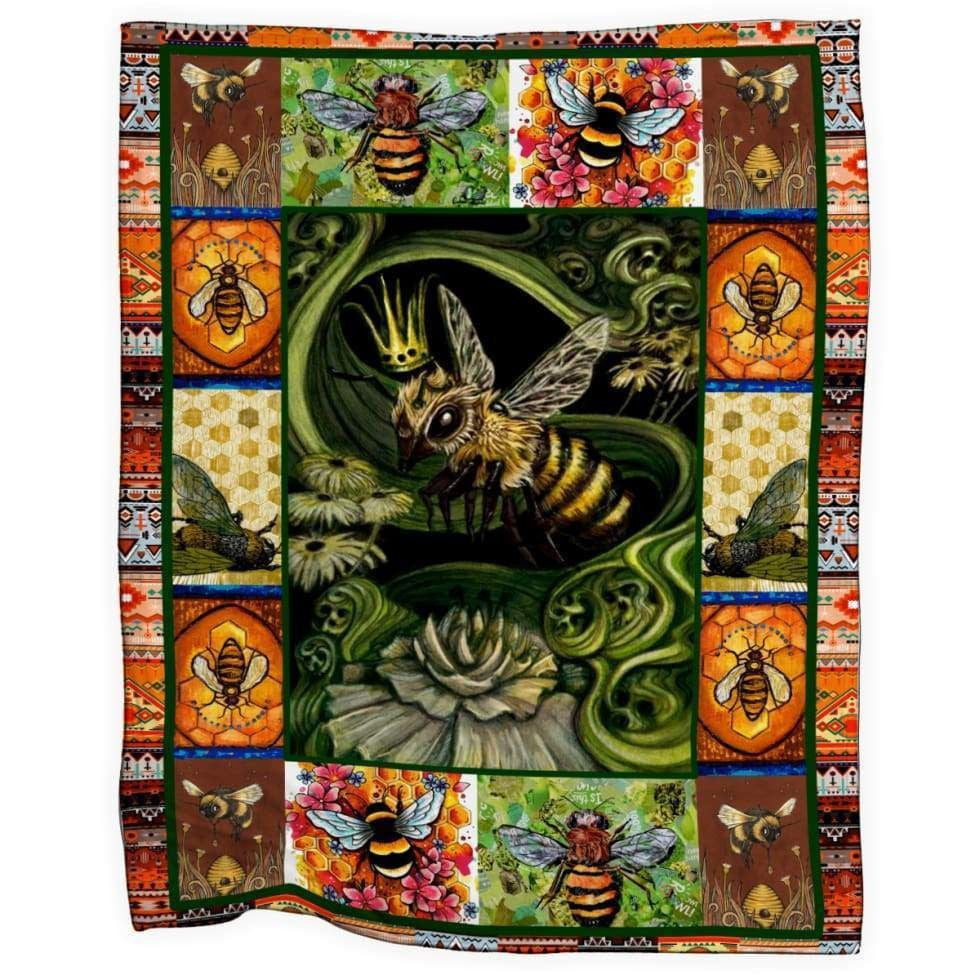 Gift For Bee Lovers Fleece Blanket With Bees