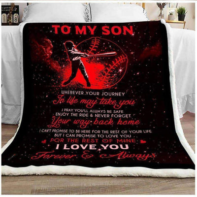 Blanket Gift For Son Loves Baseball Love You Forever Always