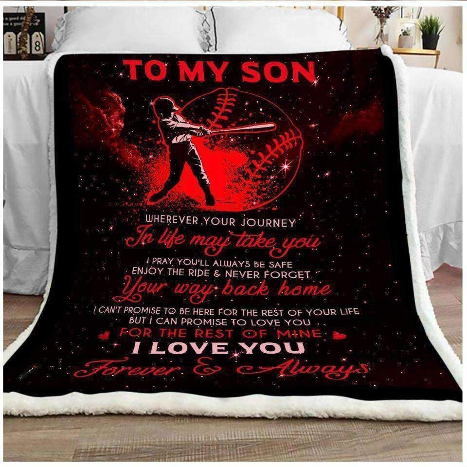 Blanket Gift For Son Loves Baseball Love You Forever Always