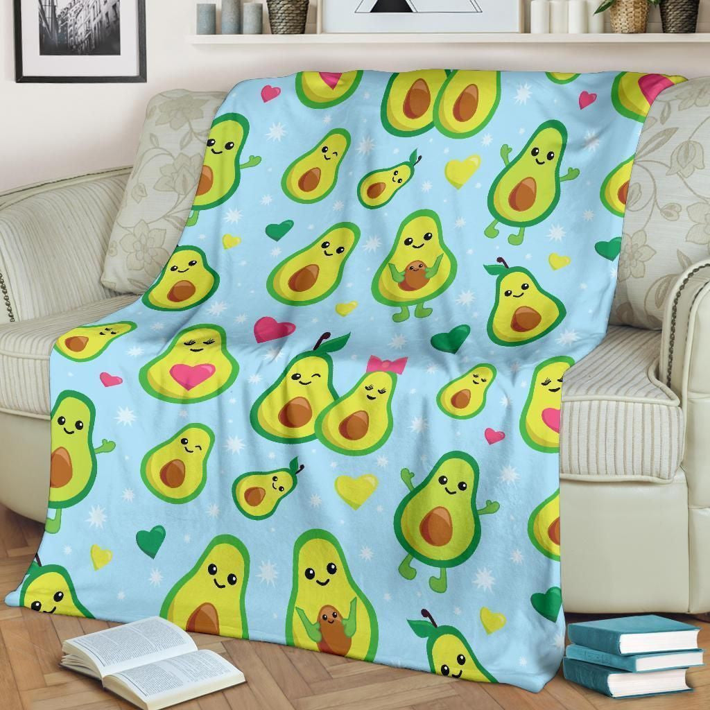 Cute Avocado Couple Pattern Print Design Fleece Blanket