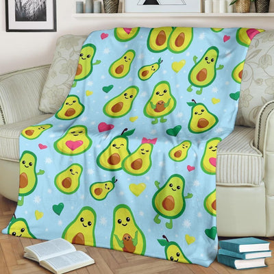 Cute Avocado Couple Pattern Print Design Fleece Blanket