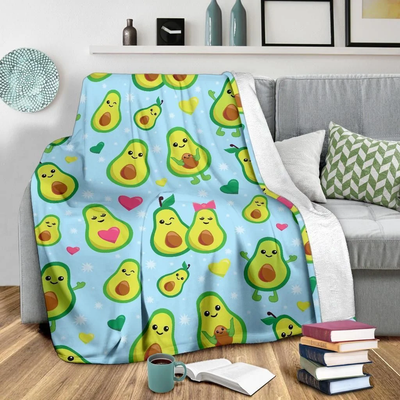 Cute Avocado Couple Pattern Print Design Fleece Blanket