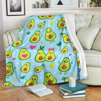 Cute Avocado Couple Pattern Print Design Fleece Blanket