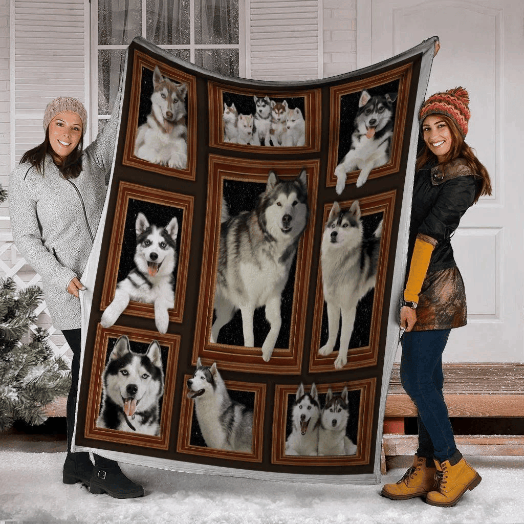 3d Siberian Husky Funny Gift Dogs Lover Fleece Blanket