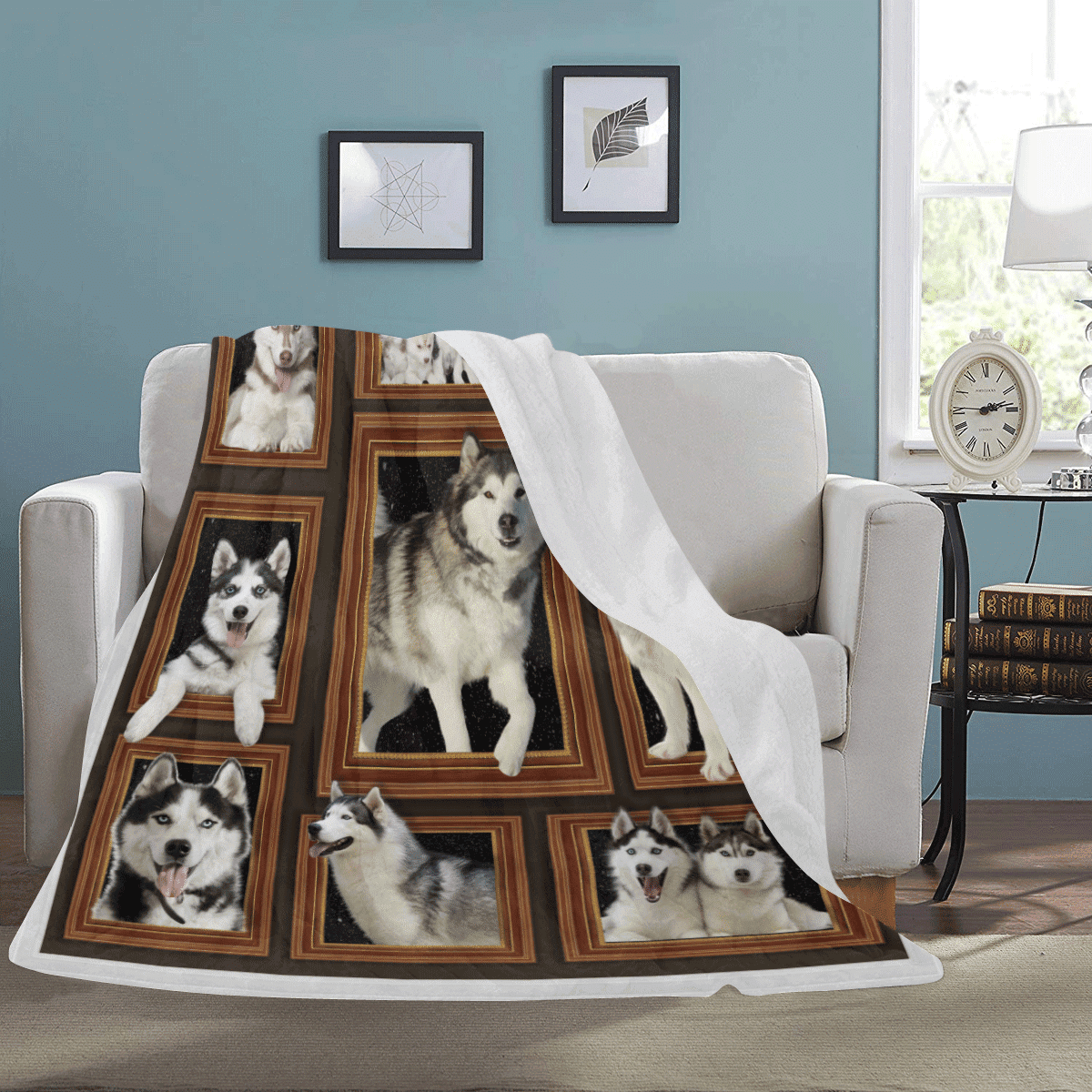 3d Siberian Husky Funny Gift Dogs Lover Fleece Blanket