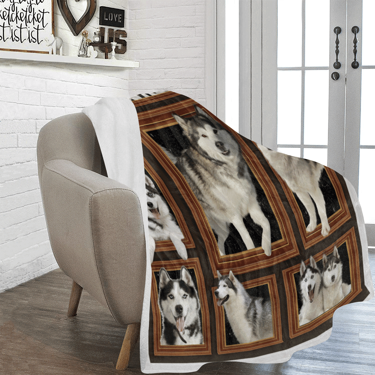 3d Siberian Husky Funny Gift Dogs Lover Fleece Blanket