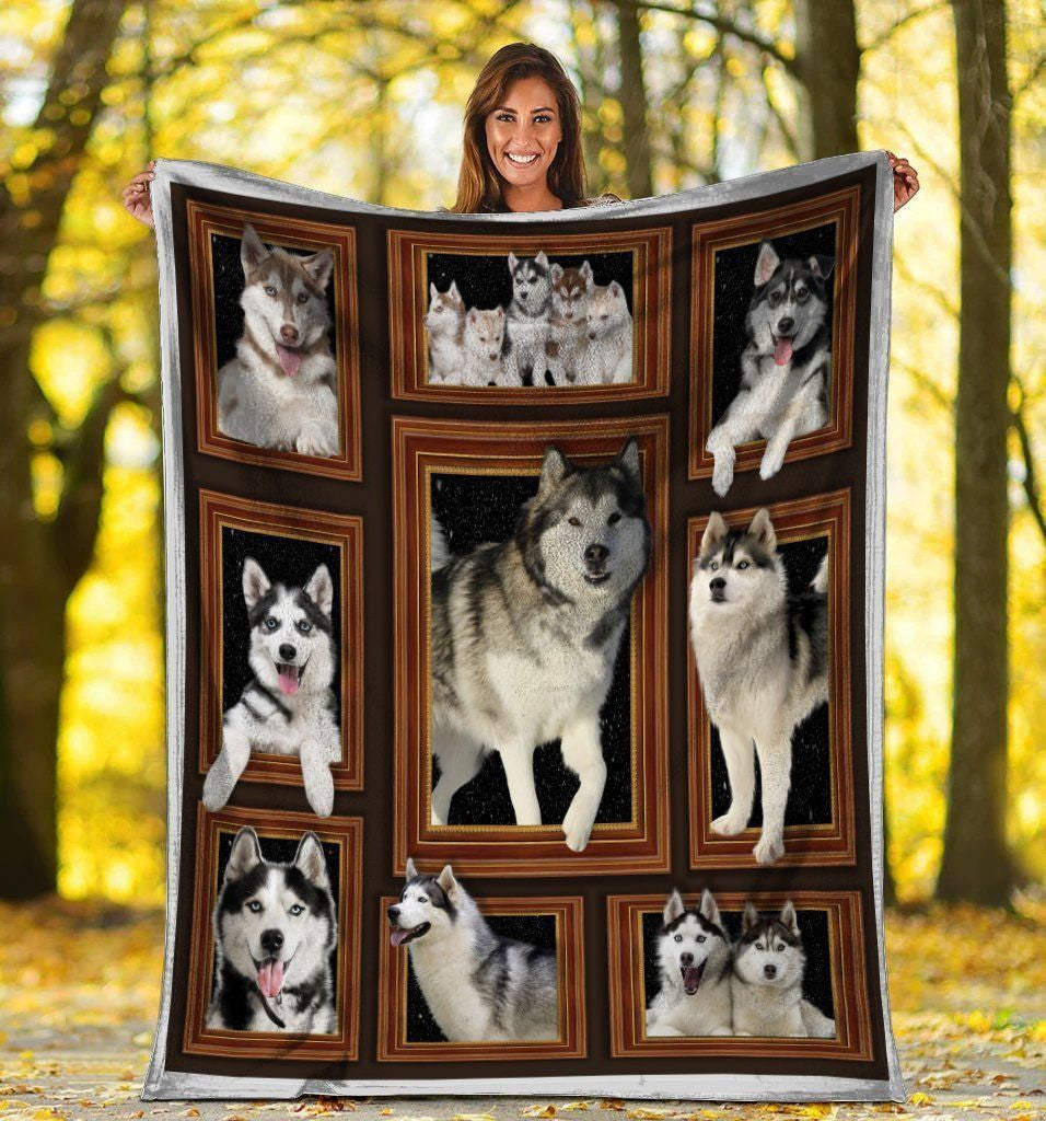 3d Siberian Husky Funny Gift Dogs Lover Fleece Blanket