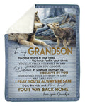 To My Grandson Believe In Yourself Gifts From Grandpa Fleece Blanket