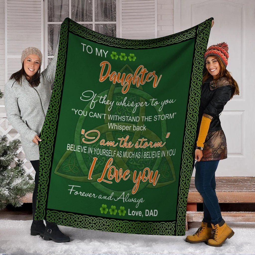 To My Daughter Love You Forever And Always Irish Clover Fleece Blanket