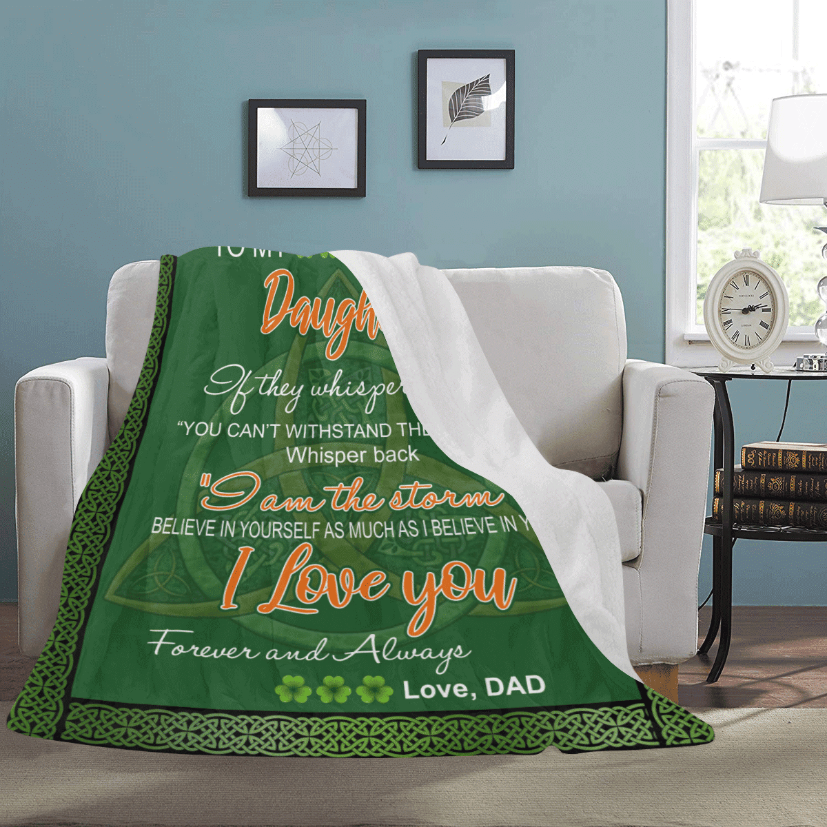 To My Daughter Love You Forever And Always Irish Clover Fleece Blanket