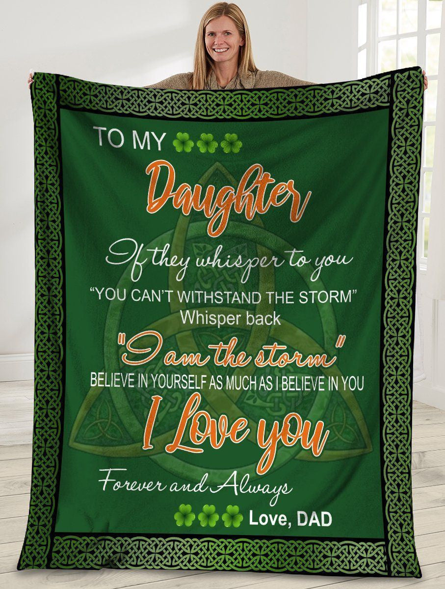 To My Daughter Love You Forever And Always Irish Clover Fleece Blanket