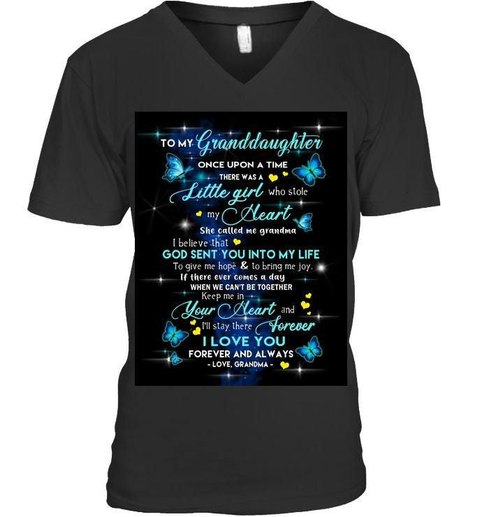 Grandma To My Granddaughter I'll Stay There Forever Fleece Blanket Guys V-neck