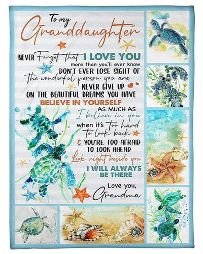 Turtles Never Forget That I Love You Grandma Gift For Granddaughter Fleece Blanket