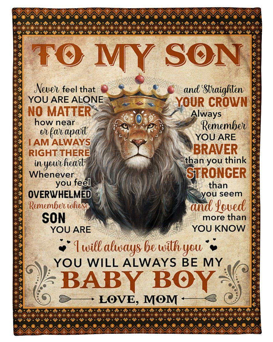 Mom To Son Never Feel You Are Alone LionFleece Blanket Shepra Blanket