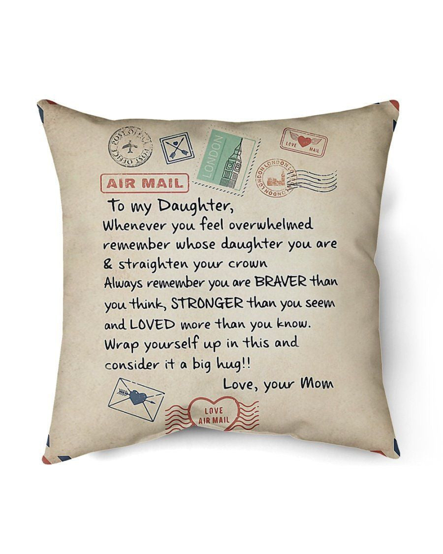 To My Daughter Gift From Mom Air Mail Vintage Design Fleece Blanket Pillow Cover