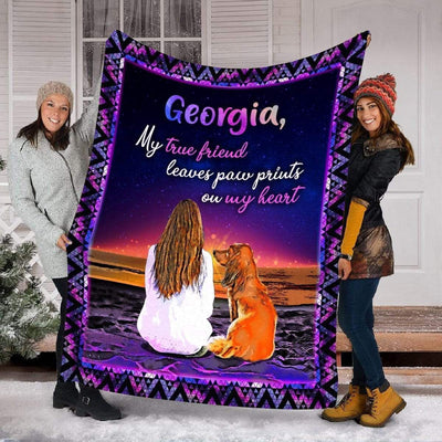 My True Friend Dachshund Fleece Blanket Custom Name