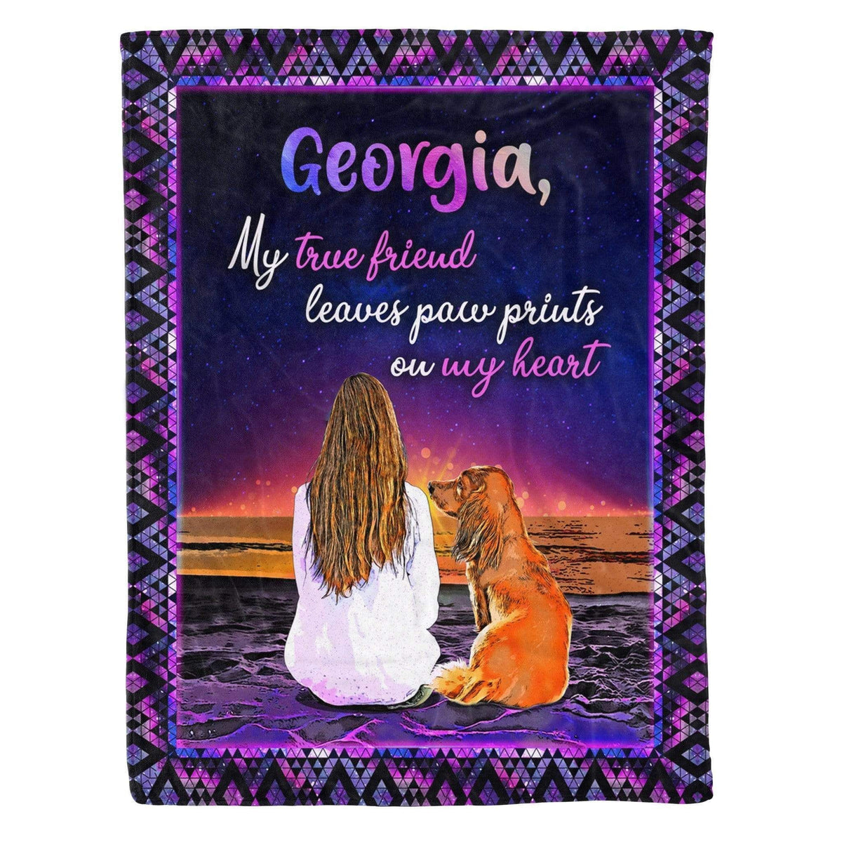 My True Friend Dachshund Fleece Blanket Custom Name