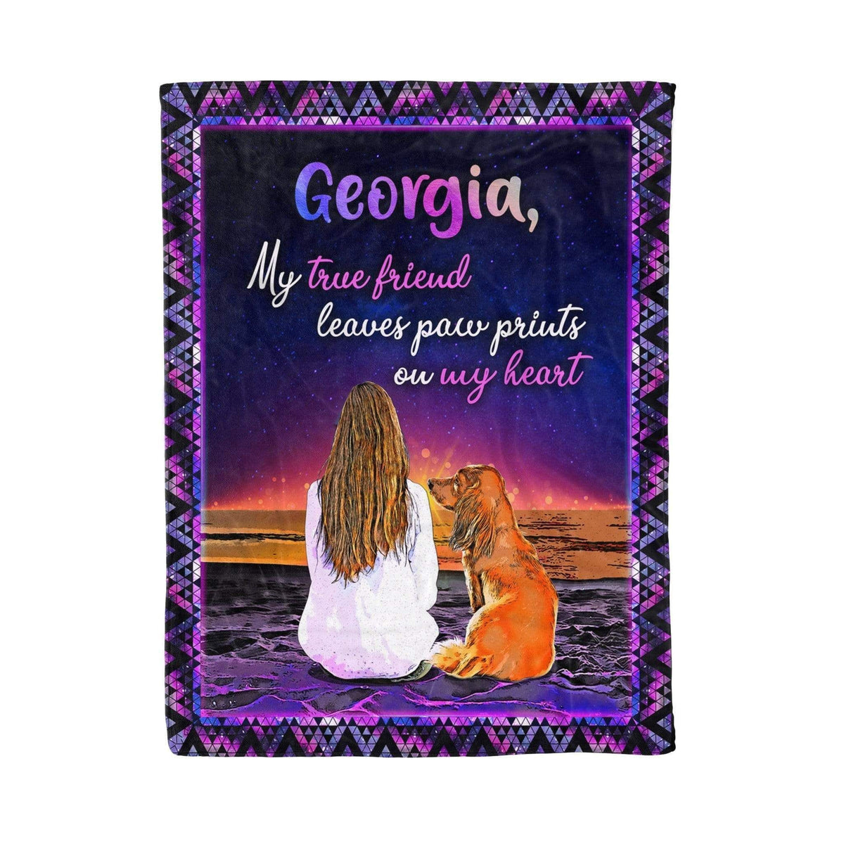 My True Friend Dachshund Fleece Blanket Custom Name