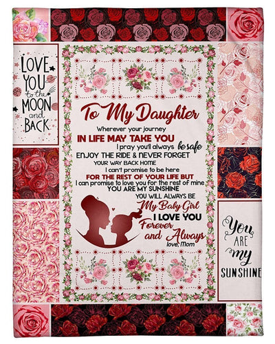 To My Daughter Love You To The Moon And Back Gift From Mom Fleece Blanket