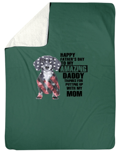 Happy Father's Day To Amazing Daddy Best Gift For Dad Who Loves Dachshund Fleece Blanket