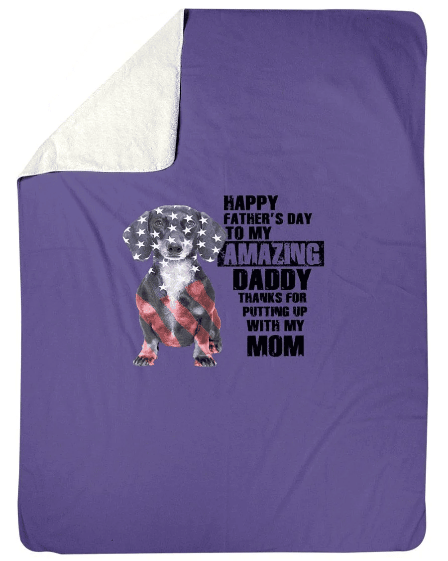 Happy Father's Day To Amazing Daddy Best Gift For Dad Who Loves Dachshund Fleece Blanket