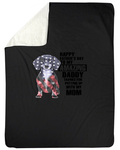 Happy Father's Day To Amazing Daddy Best Gift For Dad Who Loves Dachshund Fleece Blanket