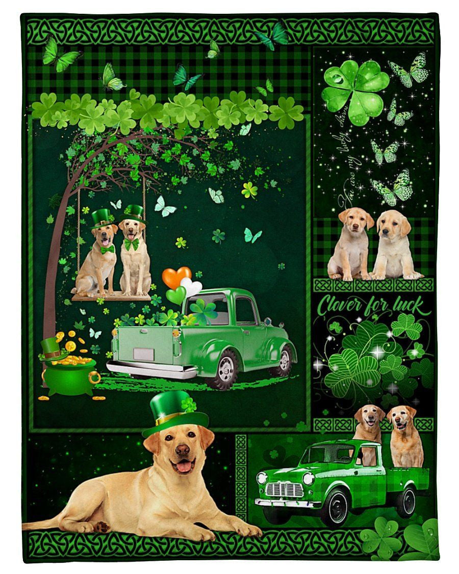 Yellow Labrador Truck Irish St. Patrick's Day Fleece Blanket
