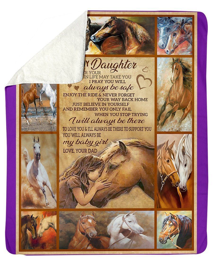 To My Daughter-love Your Dad Gifts For Horse Lovers Fleece Blanket