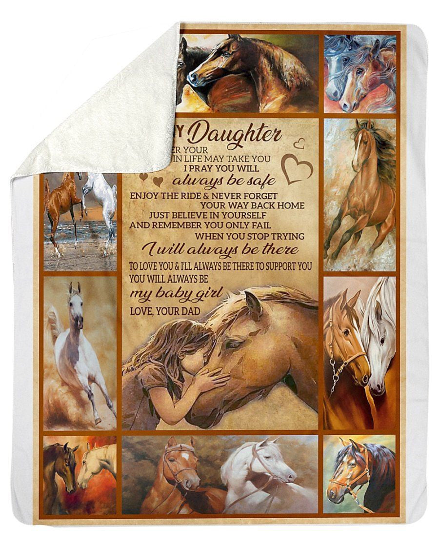 To My Daughter-love Your Dad Gifts For Horse Lovers Fleece Blanket