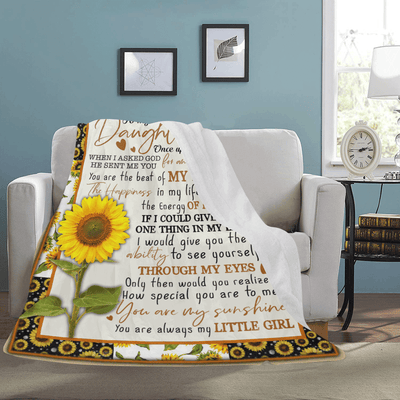To My Daughter Once Upon A Time Hippie Sunflower Fleece Blanket
