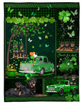 Rottweiler Truck Irish St Patricks Day Gift For Dog Lover Fleece Blanket