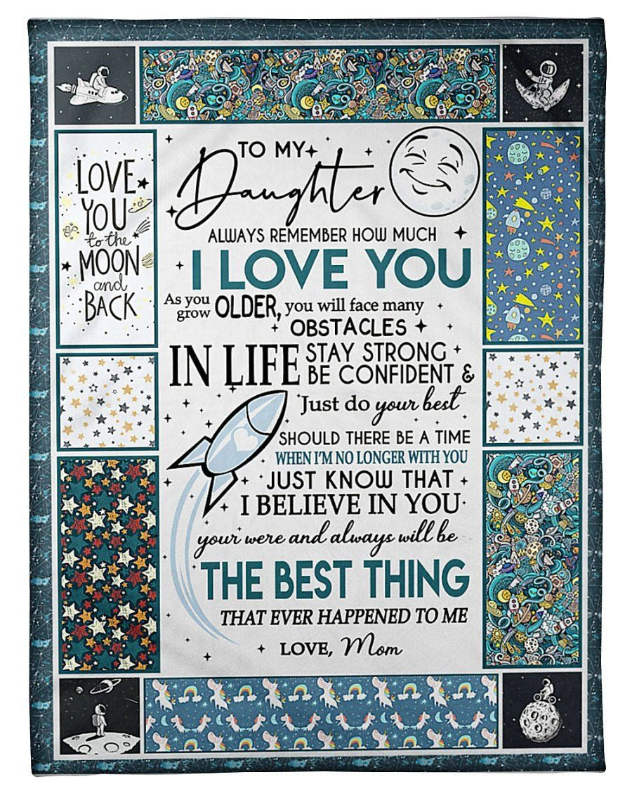 To My Daughter Love You To The Moon And Back Custom Design Fleece Blanket