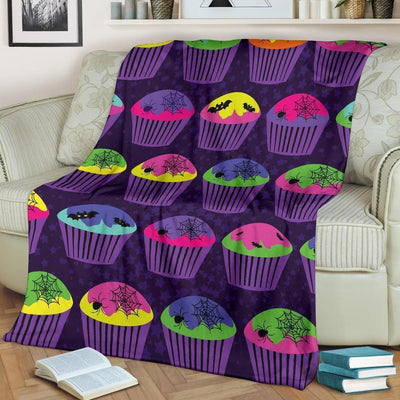 Colorful Cupcake Happy Halloween Fleece Blanket