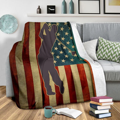 American Flag Golf Love Golf Player Fleece Blanket