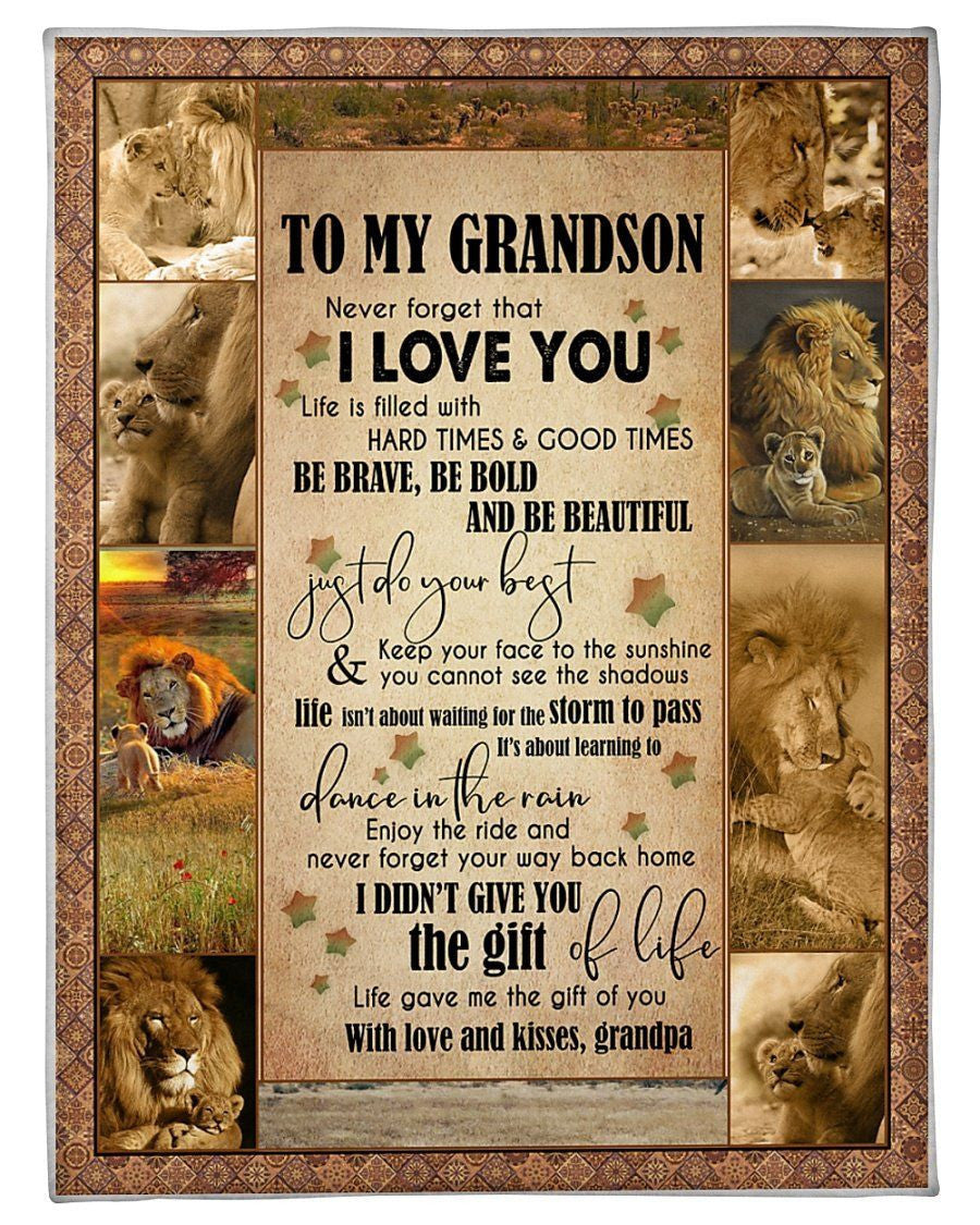 Lion Grandpa Hopes Grandson To Be Brave Be Bold And Be Beautiful Fleece Blanket