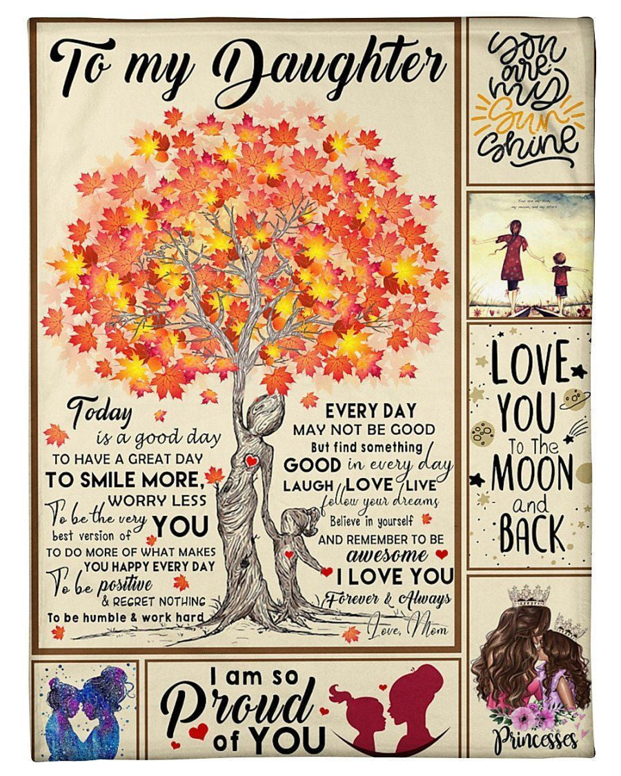 To My Daughter Love You To The Moon And Back Fleece Blanket