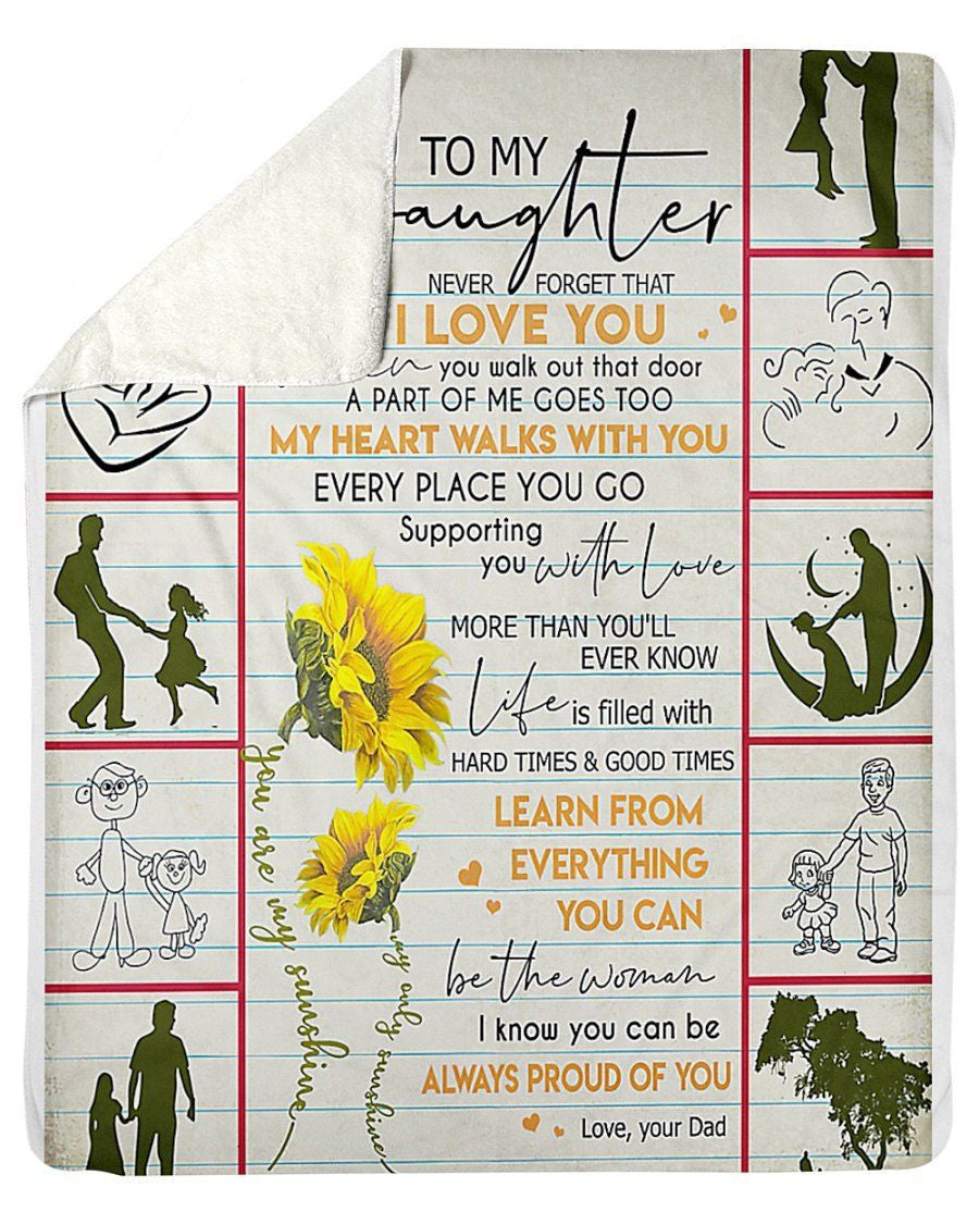 To My Daughter Learn From Everything You Can Gifts From Dad Fleece Blanket