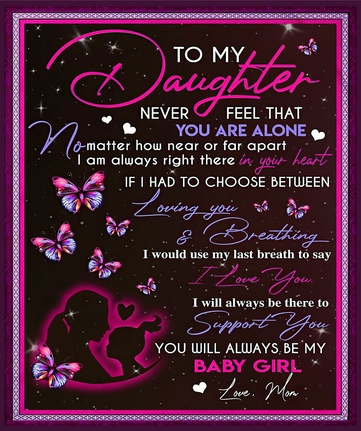 To My Daughter Never Feel Gift From Mom Fleece Blanket