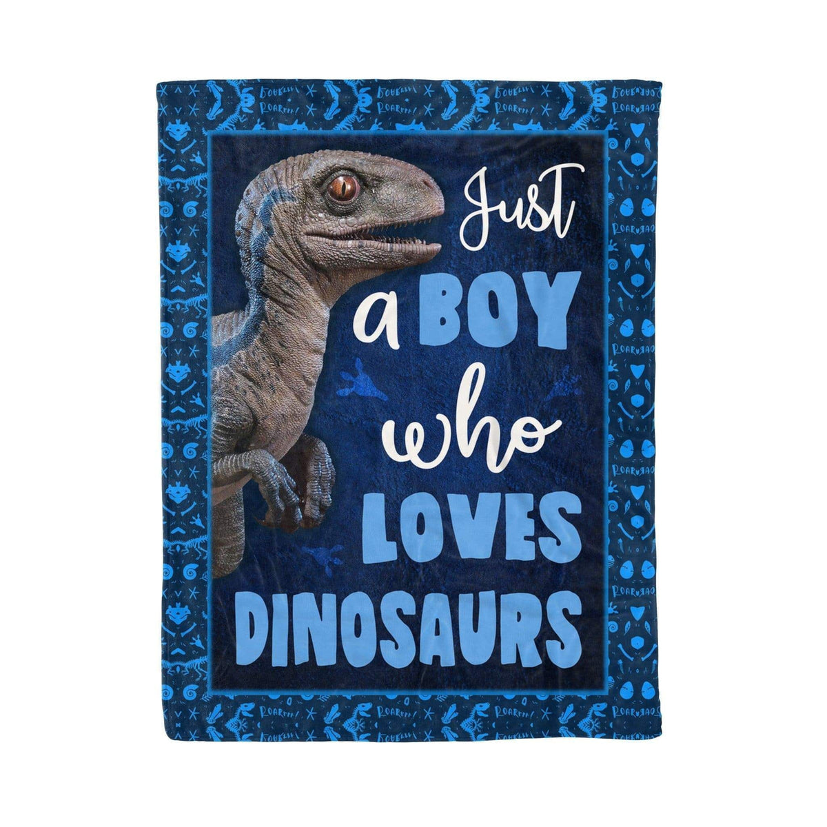 Just A Boy Who Loves Dinosaurs Fleece Blanket Gift For Boy