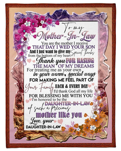 Flower To My Mother-in-law Custom Desgin For Family Fleece Blanket