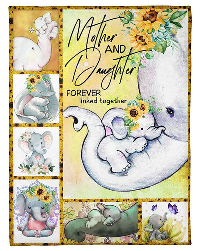 Mother And Daughter Forever Linked Together Elephant Blanket Giving Family Fleece Blanket