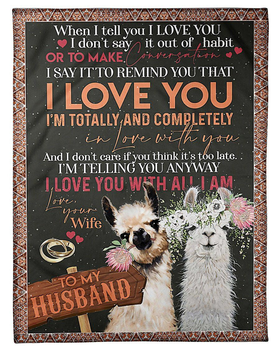 To My Husband I'm Totally And Completely In Love With You Gifts From Wife Fleece Blanket