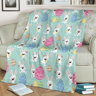 Happy Easter Holiday Colorful Eggs Pattern Print Design Fleece Blanket