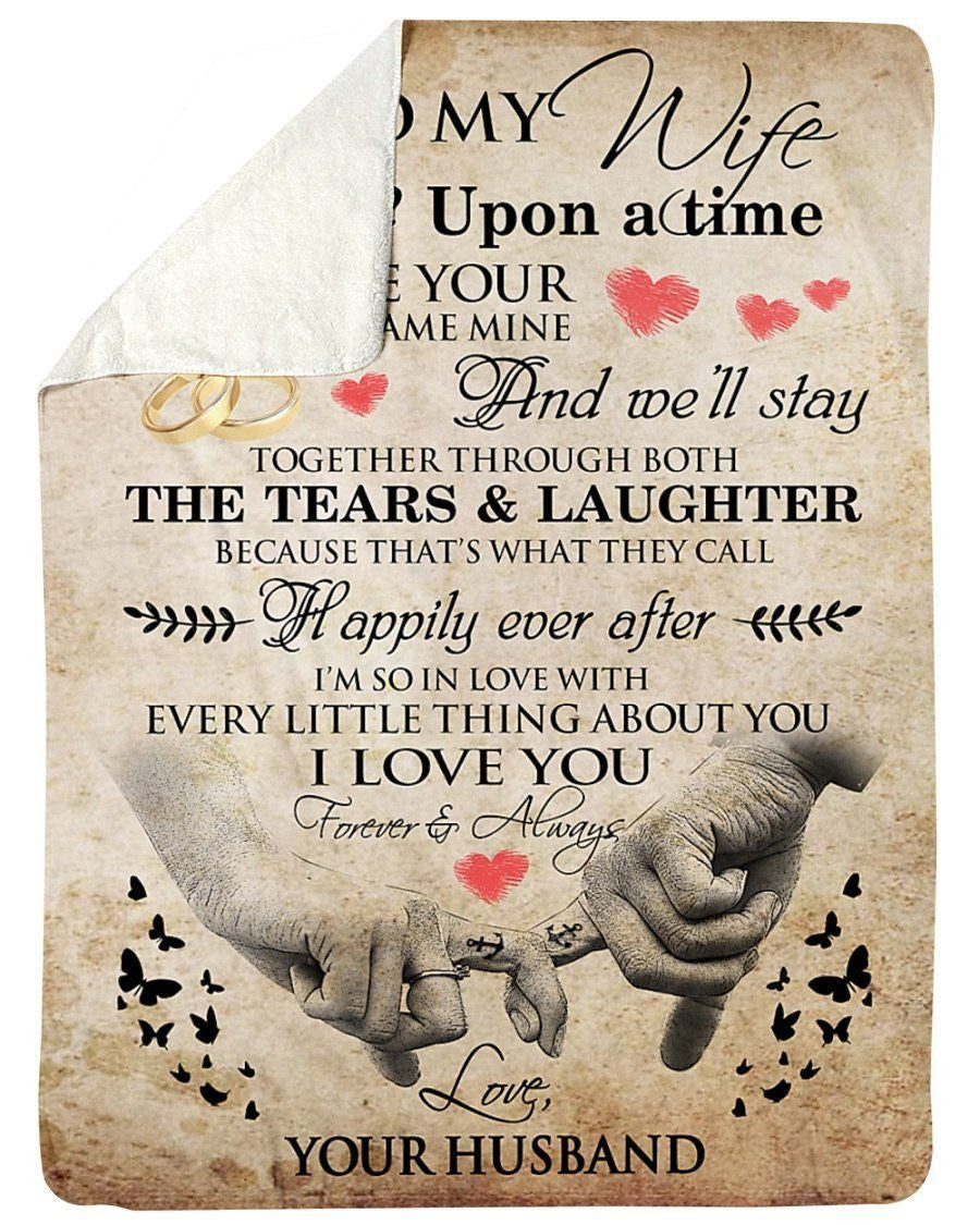 To My Wife Fleece Blanket Happily Ever After Sherpa Blanket